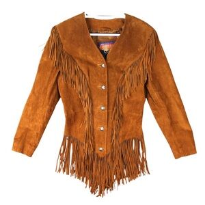Cripple Creek Fringe Leather/Suede Western Jacket Womens Medium Brown Cowgirl